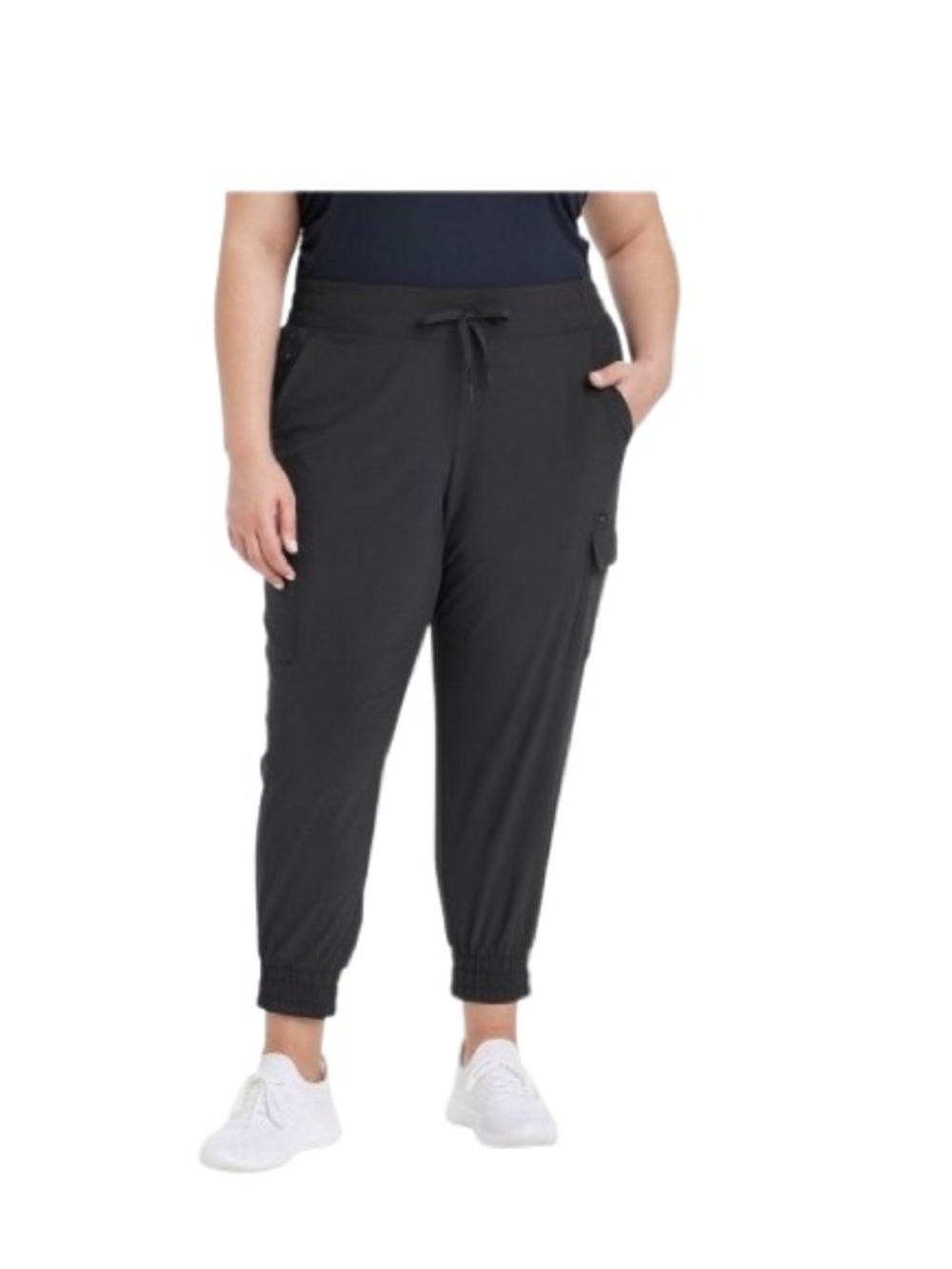 ALL IN MOTION Plus-Size Active Light Mid Rise Black Cargo Jogger Pants 3X NWT
